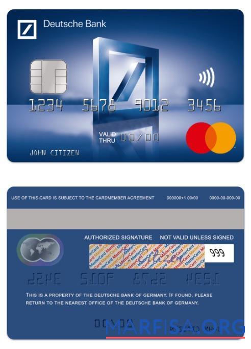 Printable Germany Deutsche Bank standart mastercard example